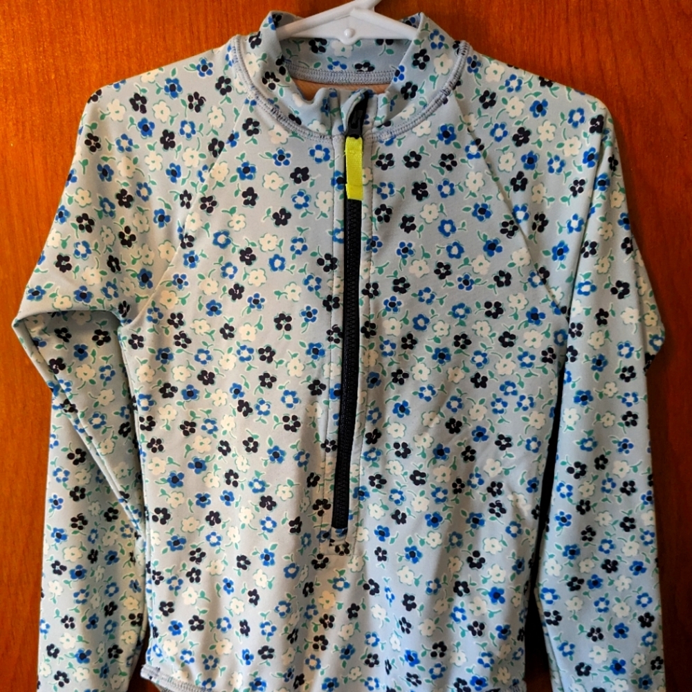 J Crew Girls size 6-7 long sleeve floral one piece swimsuit